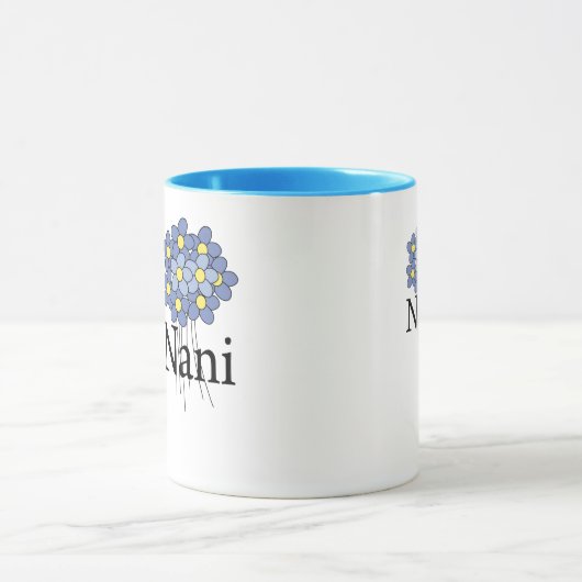 Hübsch Blue Blume Nani T - Shirt Tasse (Zentrum)