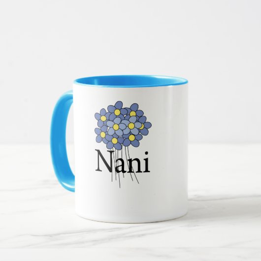 Hübsch Blue Blume Nani T - Shirt Tasse (Vorderseite Links)