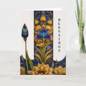 Hübsch Blue Blume Taufe Herzlichen Glückwunsch Karte (Vorderseite)