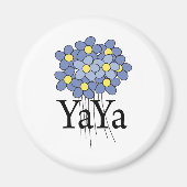 Hübsch Blue Blume YaYa T - Shirt Magnet (Vorne)