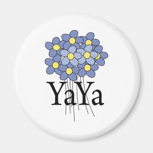 Hübsch Blue Blume YaYa T - Shirt Magnet (Vorne)