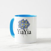 Hübsch Blue Blume YiaYia T - Shirt Tasse (Vorderseite Links)