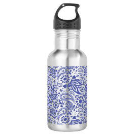 Hübsch Blue Boho Chic Paisley Pattern Edelstahlflasche