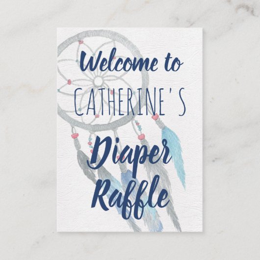 Hübsch Blue Boho Dreamcatcher Baby Dusche Begleitkarte (Rückseite)