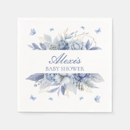 Hübsch Blue Butterflies Boy Baby Dusche Serviette