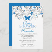Hübsch Blue Butterfly Baby Babydusche Einladung (Vorne/Hinten)