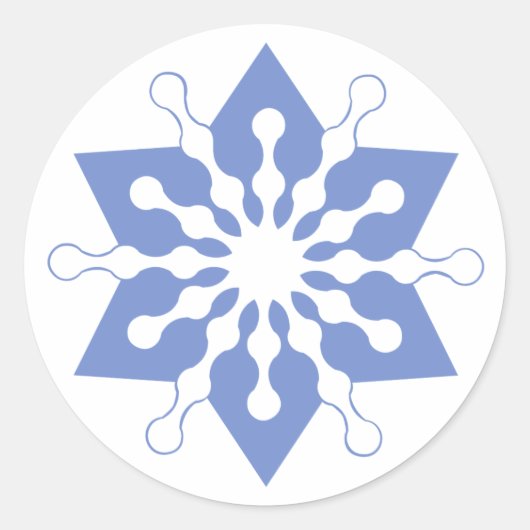 Hübsch Blue Christmas Star Snowflake Runder Aufkleber (Vorderseite)