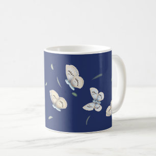 Hübsch Blue & Cream Butterfly in Flight Blue Kaffeetasse
