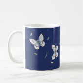 Hübsch Blue & Cream Butterfly in Flight Blue Kaffeetasse (Links)