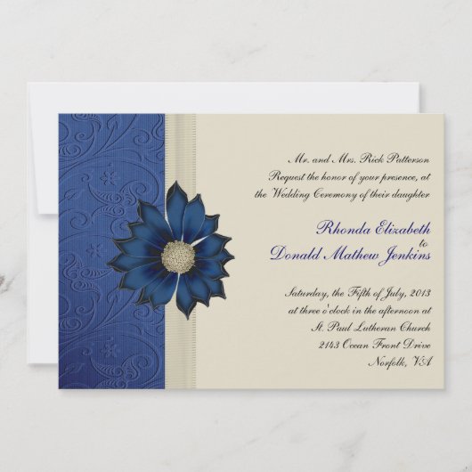 Hübsch Blue & Cream Wedding Einladung (Vorderseite)