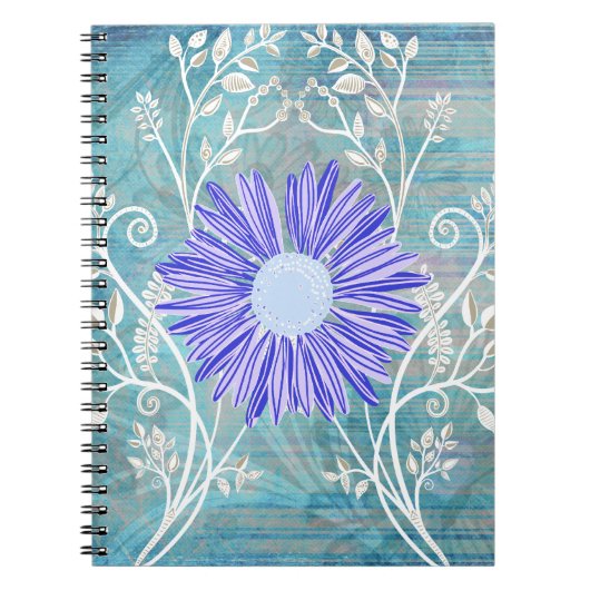 Hübsch Blue Daisy Blume Muster Geschenke Notizblock (Vorderseite)
