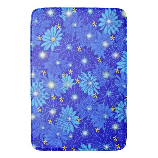 Hübsch Blue Daisy Muster Badematte (Vorderseite Vertikal)