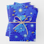 Hübsch Blue Daisy Muster Geschenkpapier Set (Beispiel)