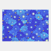 Hübsch Blue Daisy Muster Geschenkpapier Set (Vorderseite)