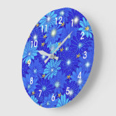 Hübsch Blue Daisy Muster Große Wanduhr (Winkel)