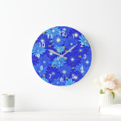 Hübsch Blue Daisy Muster Große Wanduhr (Zuhause)