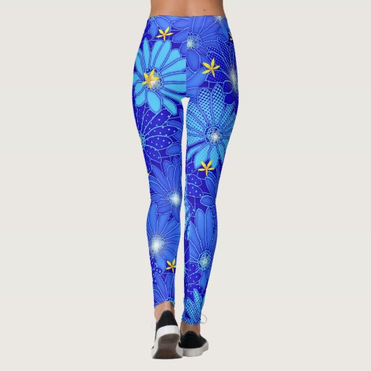 Hübsch Blue Daisy Muster Leggings (Rückseite)