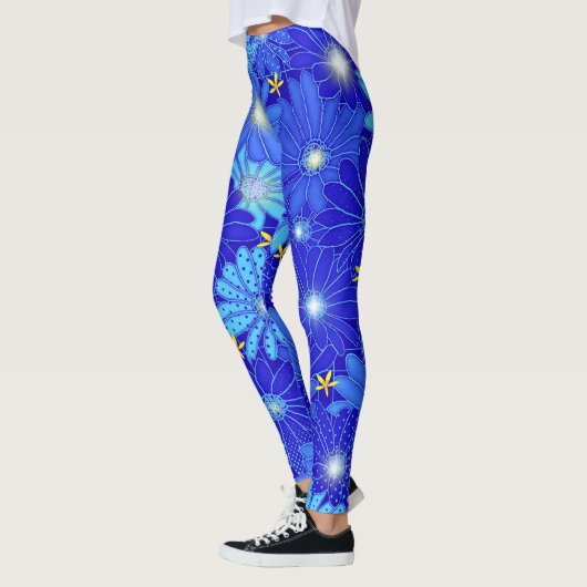 Hübsch Blue Daisy Muster Leggings (Links)