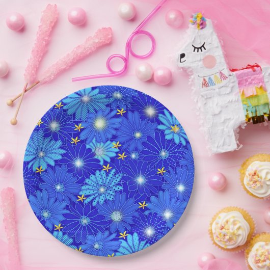 Hübsch Blue Daisy Muster Pappteller (Party)