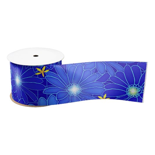 Hübsch Blue Daisy Muster Satinband (Spule)