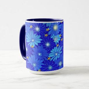 Hübsch Blue Daisy Muster Tasse