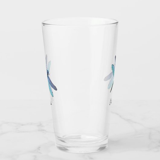 Hübsch Blue Dragonfly Drink Beer Pint Brille Glas (Links)