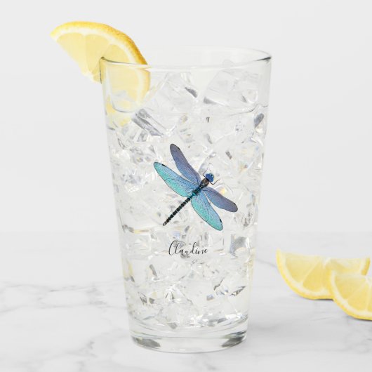 Hübsch Blue Dragonfly Drink Beer Pint Brille Glas (Vorderseite Ice)