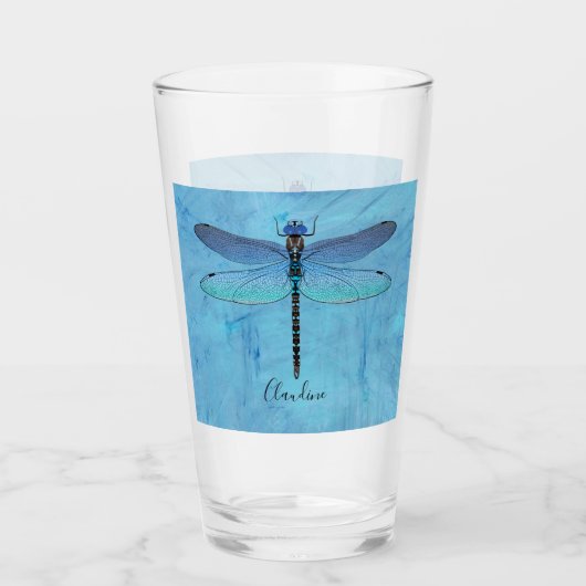 Hübsch Blue Dragonfly Drink Beer Pint Brille Glas (Vorderseite)