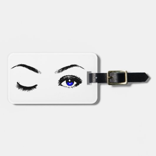 Hübsch Blue Eyes Winking Gepäckanhänger (Vorderseite horizontal)