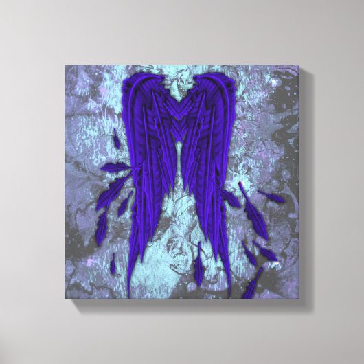 Hübsch Blue Feathers Angel Wings Grunge Design Leinwanddruck (Vorderseite)