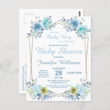 Hübsch Blue Floral Es ist ein Baby-Dusche Invitati