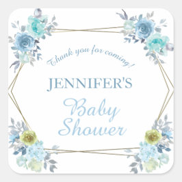 Hübsch Blue Floral Es ist eine Baby-Dusche Quadratischer Aufkleber