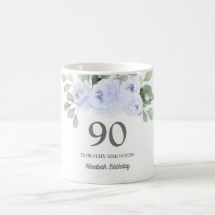 Hübsch Blue Floral Frauen 90. Geburtstagsgeschenk Kaffeetasse