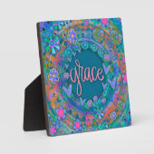 Hübsch Blue Floral Inspiration Grace Easel Fotoplatte (Vorderseite)