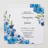 Hübsch Blue Floral Wedding Einladung (Vorne/Hinten)