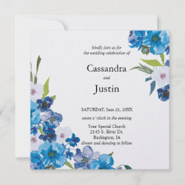 Hübsch Blue Floral Wedding Einladung