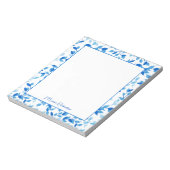 Hübsch Blue Florals Modernes Personalisiertes Notizblock (Rotiert)