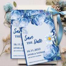 Hübsch Blue Florals Trendy Wedding Save the Date
