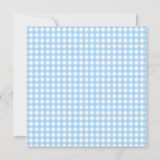 Hübsch Blue Gingham Custom Baby Dusche Einladung (Rückseite)
