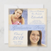 Hübsch Blue Girl's Graduation Party Einladungen (Rückseite)