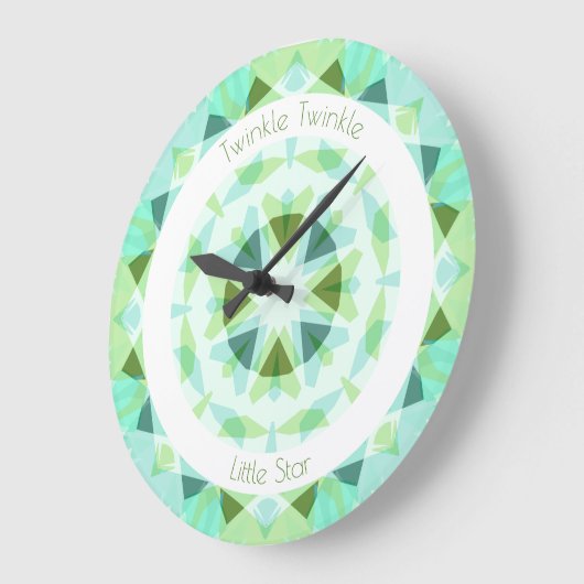 Hübsch Blue Green Twinkle Little Star Baby Kinderz Große Wanduhr (Winkel)