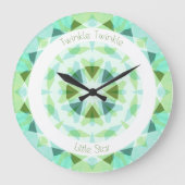 Hübsch Blue Green Twinkle Little Star Baby Kinderz Große Wanduhr (Vorderseite)