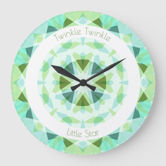 Hübsch Blue Green Twinkle Little Star Baby Kinderz Große Wanduhr (Vorderseite)