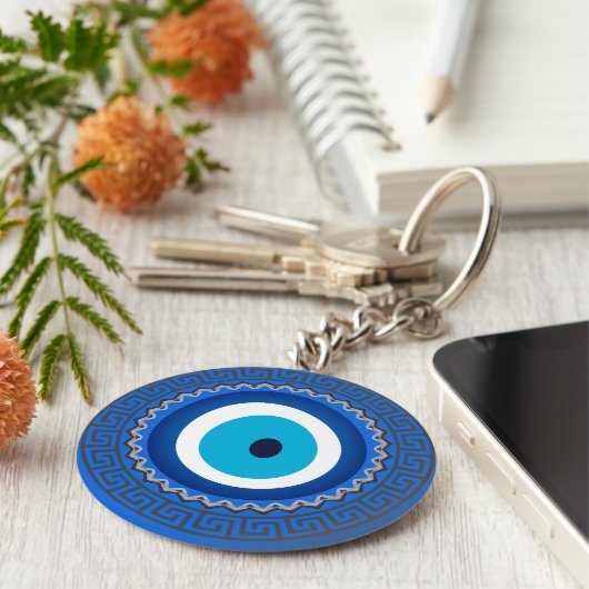 Hübsch Blue Griechisch Mandala Nazar Evil Eye Amul Schlüsselanhänger (Seite)