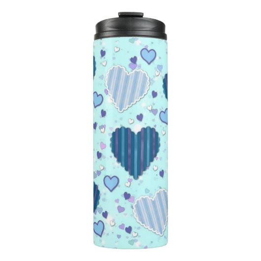 Hübsch Blue Hearts Tumbler Thermosbecher (Vorderseite)