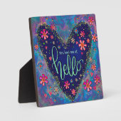 Hübsch Blue Hello Liebe Zitat floral Inspiration Fotoplatte (Vorderseite)