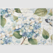 Hübsch Blue Hydrangea Ephemera Script Decoupage Seidenpapier (Vorderseite)