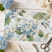 Hübsch Blue Hydrangea Ephemera Script Decoupage Seidenpapier