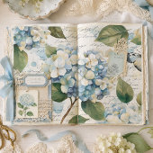 Hübsch Blue Hydrangea Ephemera Script Decoupage Seidenpapier