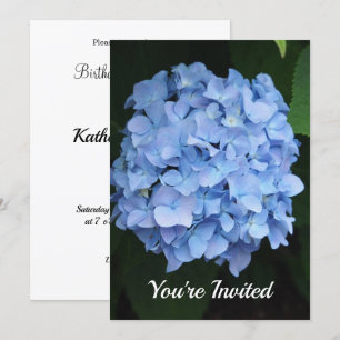 Hübsch Blue Hydrangea Floral Foto Geburtstag Einladung